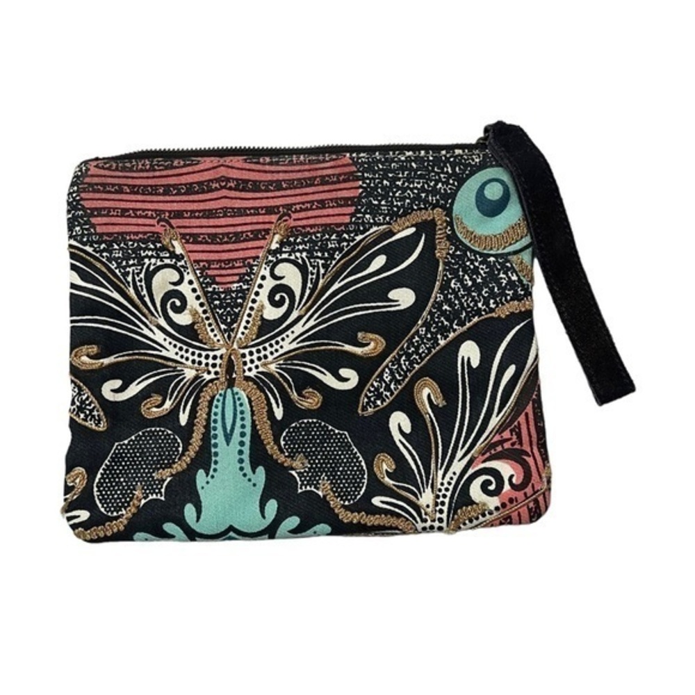 Anthropologie Jasper and Jeera Large Navy / Multi / Gold Boho Zipper Bag Case